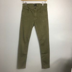 MOTHER X FREJA | olive green skinny jeans 28